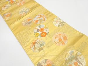 アンティーク　丸紋にヱ霞・菊・桐模様織り出し袋帯（材料）